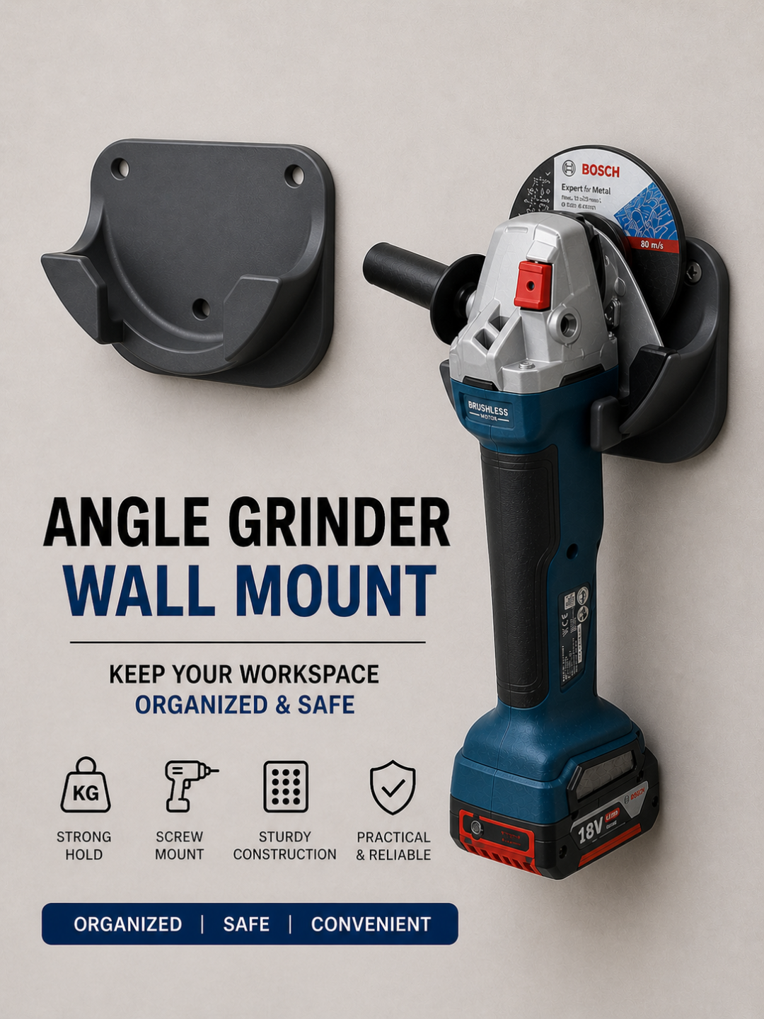 3D Printed Angle Grinder Wall Mount